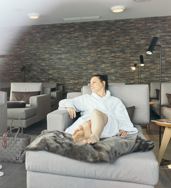 Woman relaxing in the wellness area
